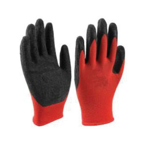 Black and red polyester latex gloves