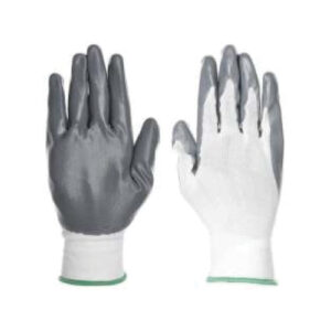White & Grey Polyester Nitrile Coated Gloves
