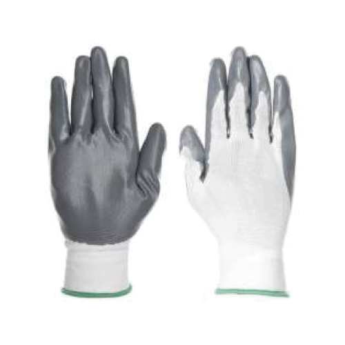 White & Grey Polyester Nitrile Coated Gloves