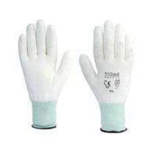 White & White Polyester PU Coated Gloves